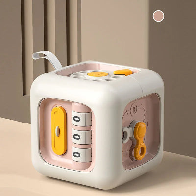 cube d'activité bébé sensoriel rose