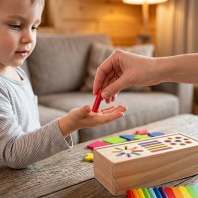 Maman une forme du cube d'activite bebe au hasard et observe