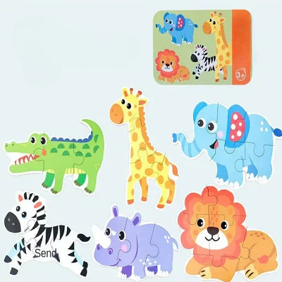 Découvrir les animaux sauvage avec le jeu de puzzle en bois montessori