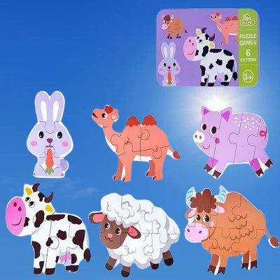 Puzzle en bois bebe, mini casse tete logique pour tout petit