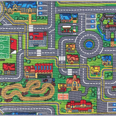 Tapis sol pour bebe motif trafic moderé