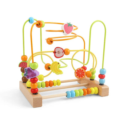 Cube d'activité bébé, labyrinthe avec 3 fruits enrobés