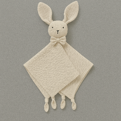 Doudou lapin beige avec noeud papillon