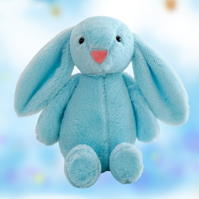 Doudou lapin bleu en petite peluche