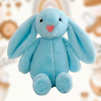 Doudou lapin bleu facilite l'autonomie.
