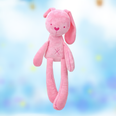 Fait de peluche doux et de coton, doudou lapin rose, un accessoire d'éveil de qualité