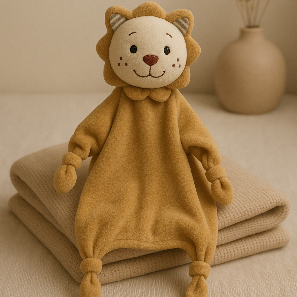 La douce texture du doudou lion pour la flexibilité des petits doigts