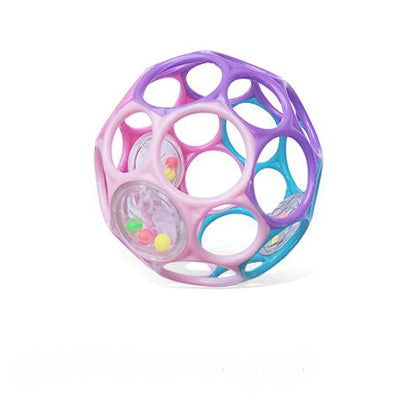 Hochet bebe, boule de préhension violet-orange
