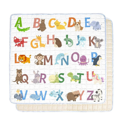 Mousse tapis bebe représentation de l'animal et la première lettre de son nom