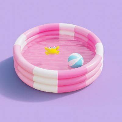 Piscine bebe gonflable de diamètre 100cm, à trois anneaux  Rose et Blanc