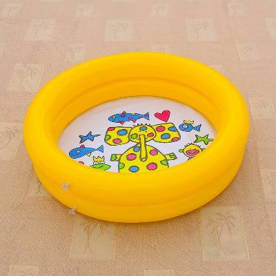 Piscine bebe gonflable jaune, impriméde girafe et poissons colorés