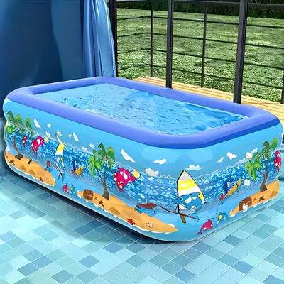 Piscine gonflable bebe au motifs qui stimulent l'imagination.