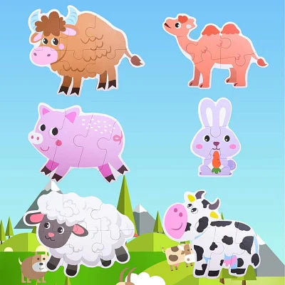 Puzzle en bois pour bebe qui nous ramene dans l'univers de la ferme et du Bétail