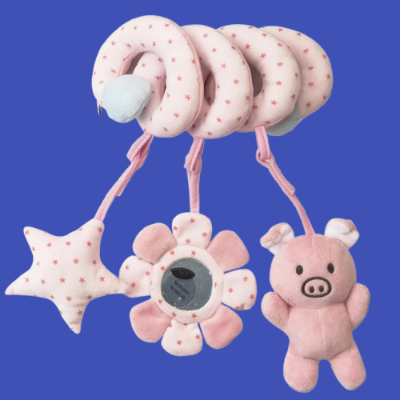 Variante avec hochet cochon rose de notre spirale d'activité bébé
