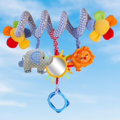 Variante avec hochets lion et éléphant de notre spirale d'activité bébé