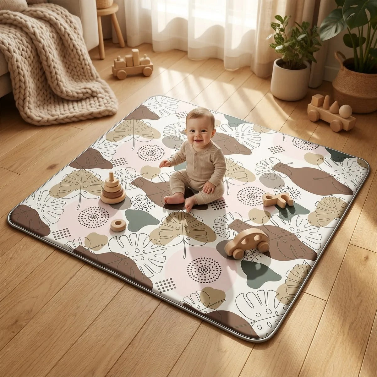 Tapis anti chute bébé kaki