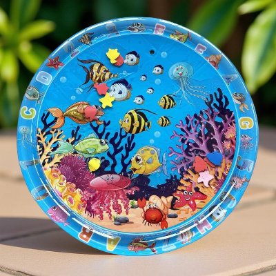 Tapis d'eau bébé de 95cm de diamètre avec le visuel  du paysage sous marin