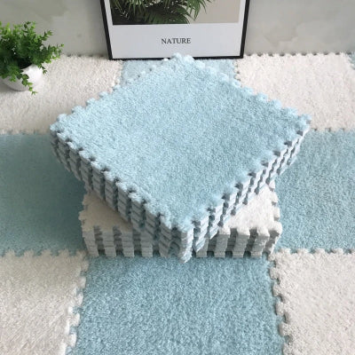 Tapis de sol pour bebe variante Blanc-Bleu clair