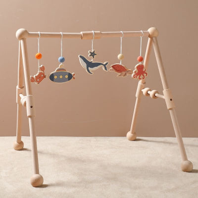 Arche bebe en bois avec pendentifs animaux de l'OCEAN