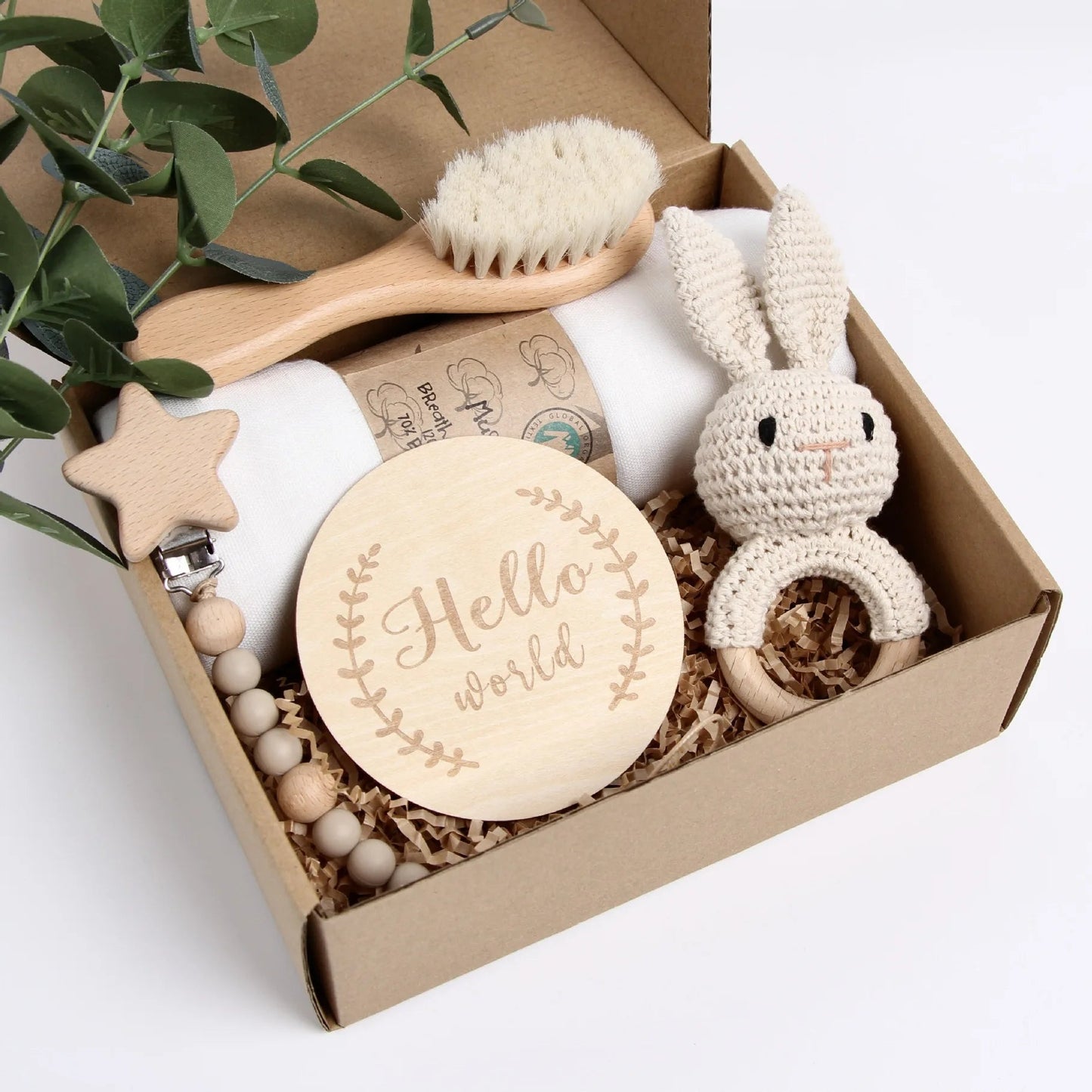 Hochet bébé lapin-blanc dans coffret naissance