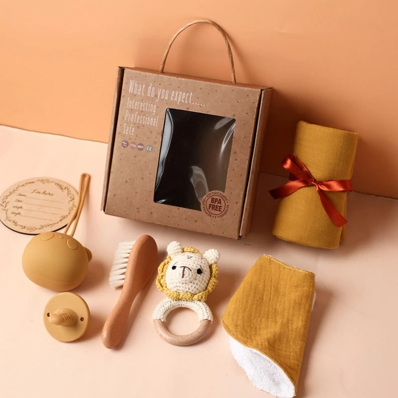 Hochet bébé lion blanc jaune