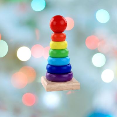 Jouet bebe Bois  variante  Tour arc-en-ciel