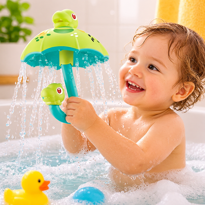 l'eau jaillit du jouet baignoire poure bebe et captive