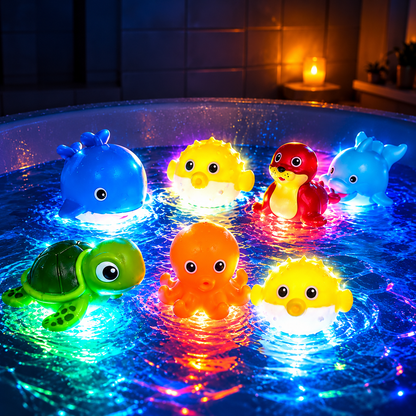 Parade de jouet baignoire pour bebe de bain qui brillent dans le noir