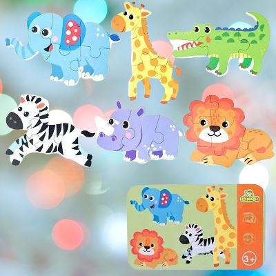 Puzzle en bois montessori illustration de la faune sauvage