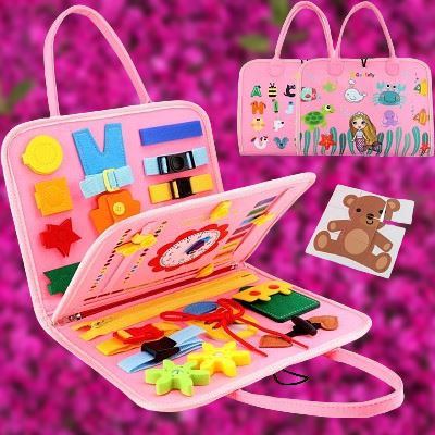 Tableau d'Activité Montessori rose avec une sirène dans le décor sous marine