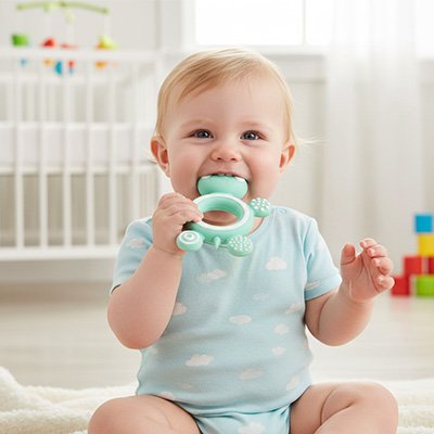 Anneau de dentition constamment dans la bouche soulage et aide à l'hygiène buccale