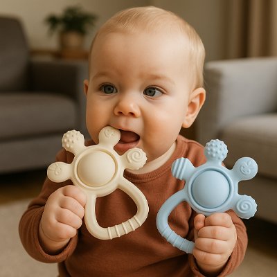 Anneau de dentition bébé plusieurs couleur pour stimuler la vue