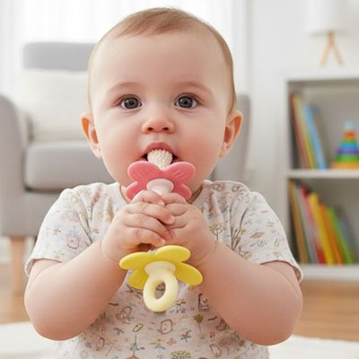 Anneau de dentition rond en forme facile à saisir pour les petites mains