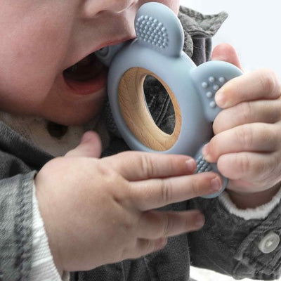 Anneau de dentition avec six pétales a texture différentes éveil sensoriel complet .