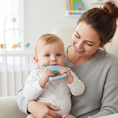Anneau de dentition réfrigérant a mordre pour les moments calme avec maman
