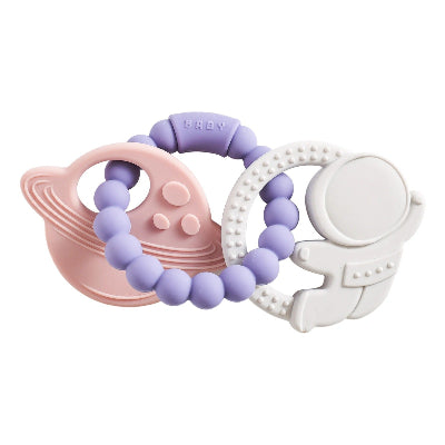 Anneau de dentition coloration rose, violet et gris