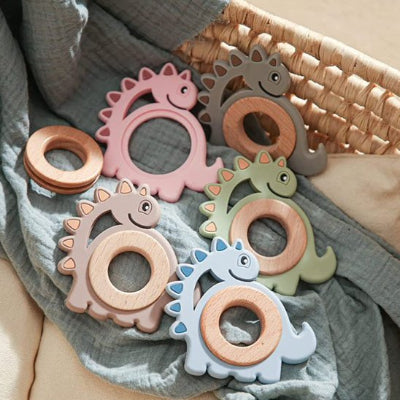 Anneau de dentition en silicone et bois détachable.