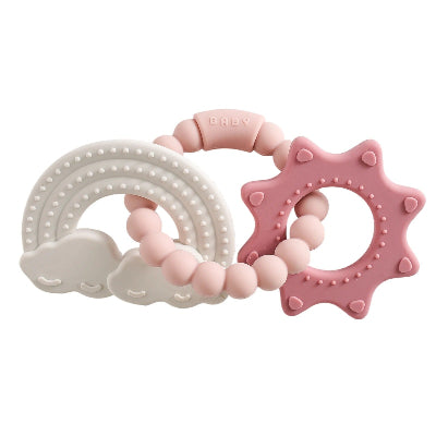 Anneau de dentition -silicone rose et gris