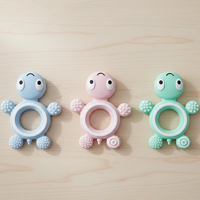 Anneau de dentition petites tortue en silicone pour bébé