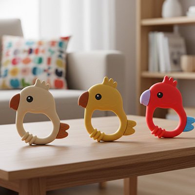 Anneau de dentition sous forme de petits perroquet 