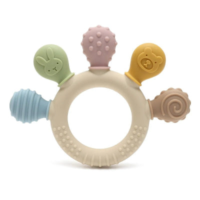 Anneau dentition bebe avec cinq picots multi couleurs 