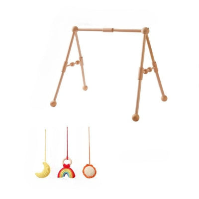 Arche bebe en bois avec  des pendentifs Arc-en-ciel