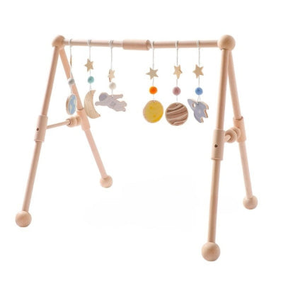 Arche bebe en bois avec  des pendentifs Etoiles et espace

