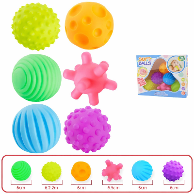 Six balles sensorielle bébé avec avec structures et couleurs uniques