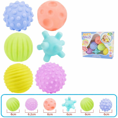 Six balles sensorielle bébé avec avec structures et couleurs uniques