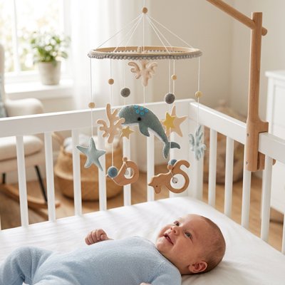 Mobile bebe fait sourire et bouger bébé