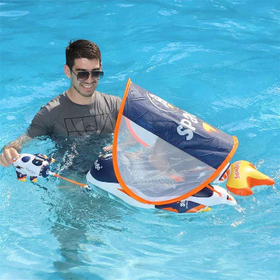 Initiation précoce a la natation de manière décontracté avec la bouee piscine bebe