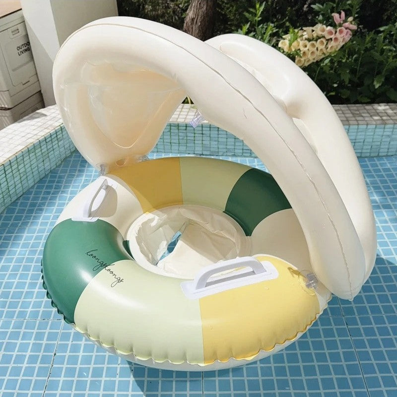 Bouee piscine bebe vert avec parce soleil