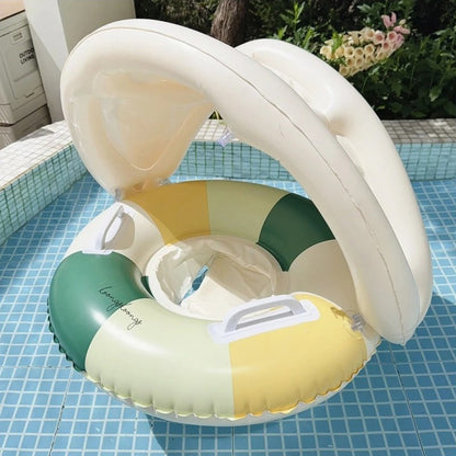 Bouee piscine bebe vert avec parce soleil