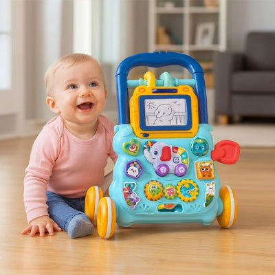 Le chariot de marche bébé avec des activités en position assise des 6 mois  